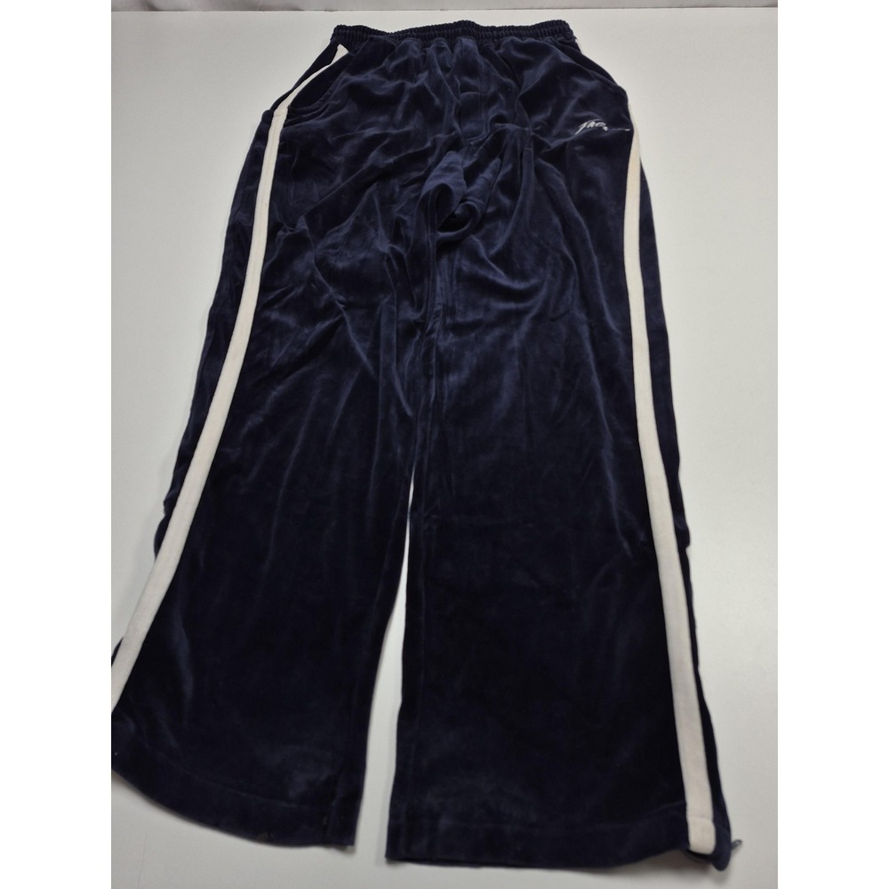 FUBU Track Pants Mens Large Blue Velour Wide Leg Side Stripe Elastic Waist Y2K